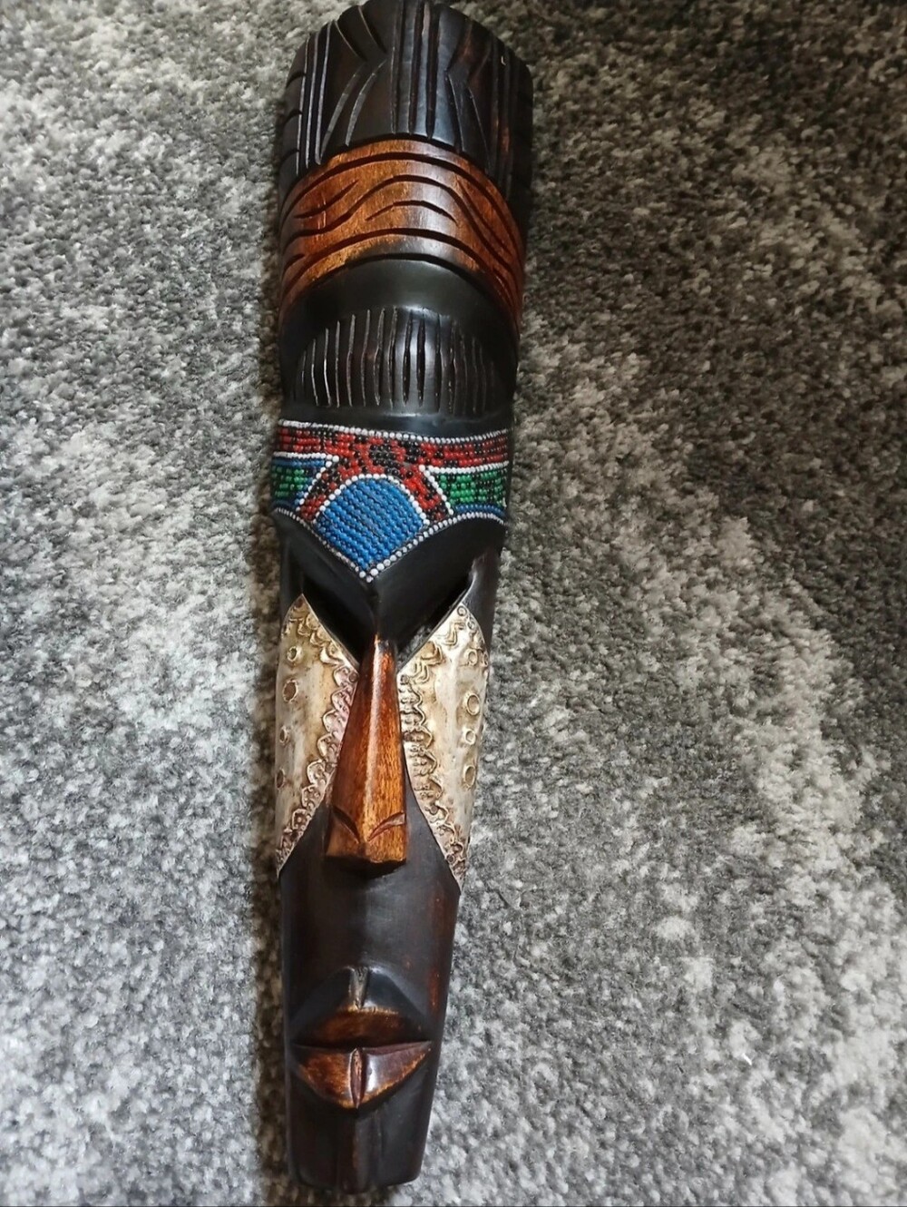 Wood  Carved Tribsl Mask Wall Decor